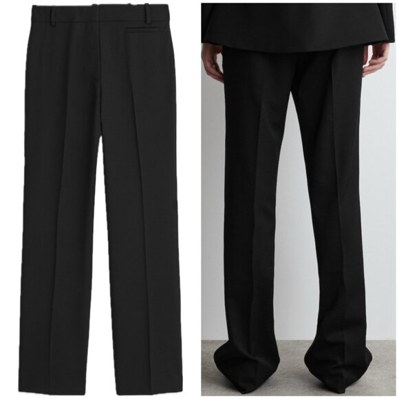Cos Women’s TAILORED WOOL SLIM-LEG Wide PANTS Black 8 M - Picture 1 of 9